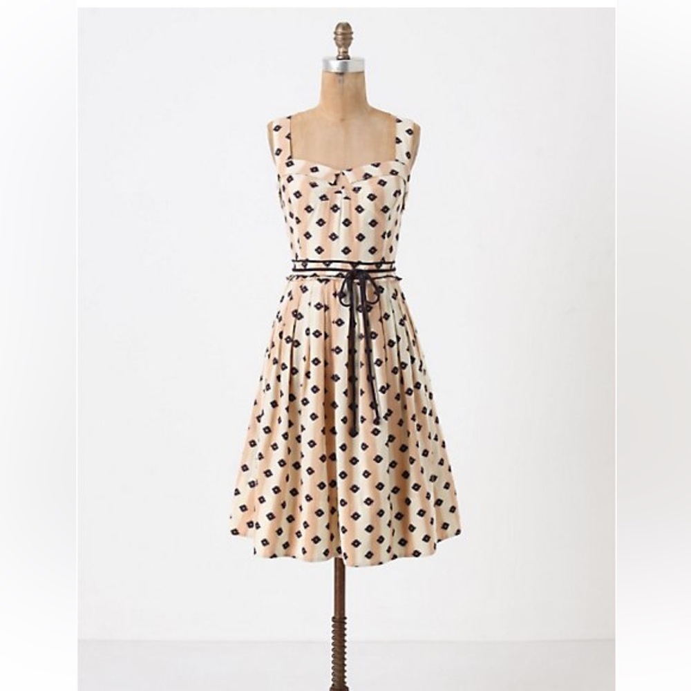 Maeve Cream and Black Midi Dress